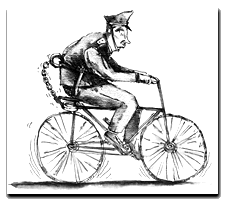 Policjant na rowerze - rysunek Hanny Pyrzyńskiej z Gazety Wyborczej (14 KB)